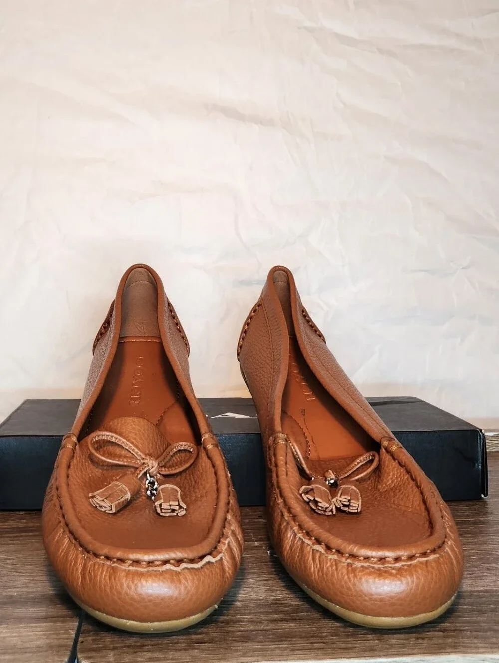 Coach Women's Tan Leather Moccasin Loafers